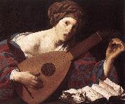 TERBRUGGHEN, Hendrick Woman Playing the Lute dsru oil